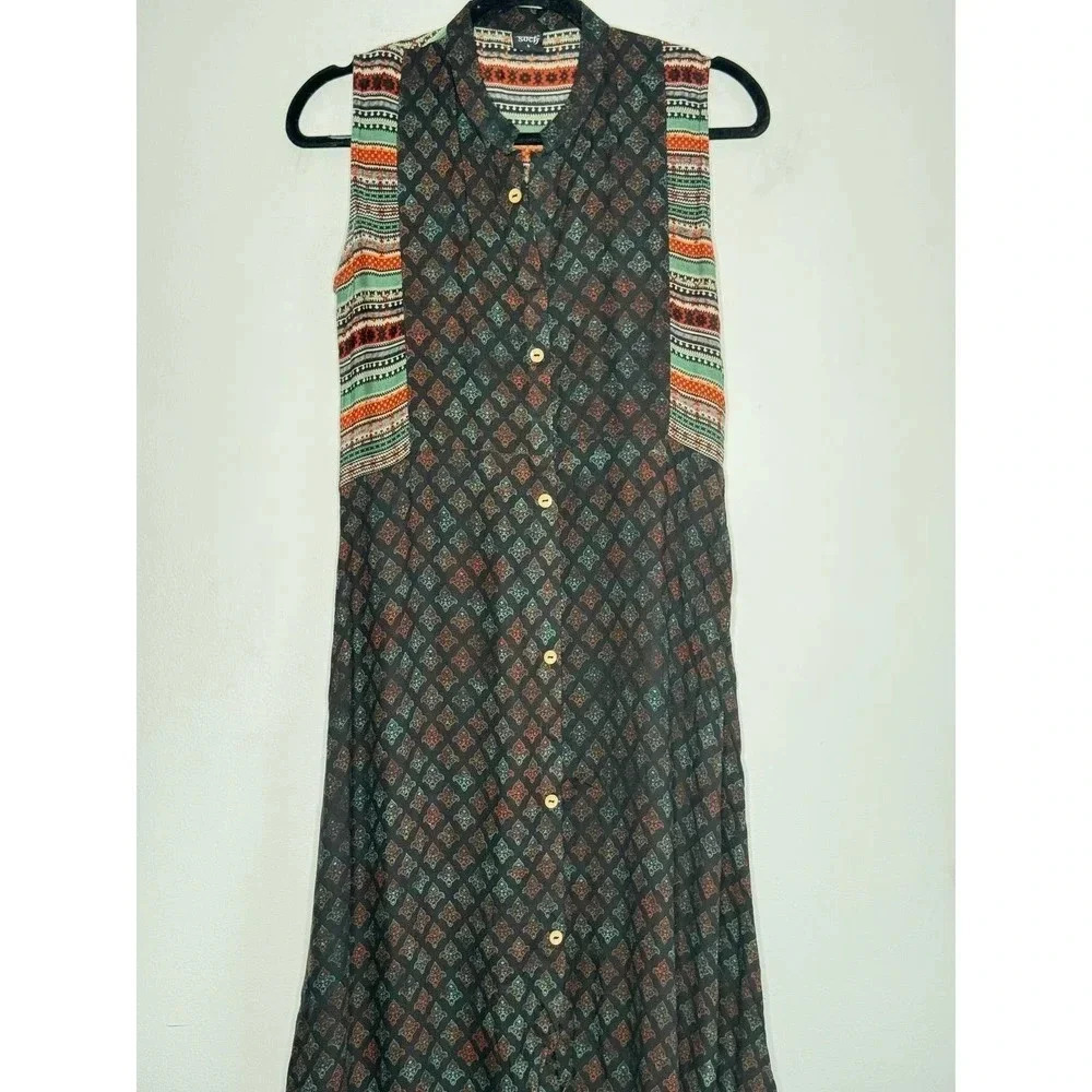 Soch Midi Button Down Patchwork Dress Boho Dress … - image 2
